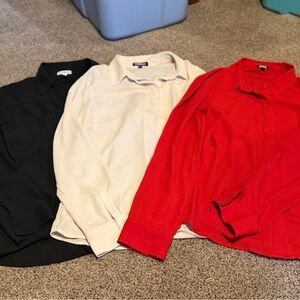 Express Women's Button Down Shirts - Black, Cream, Red